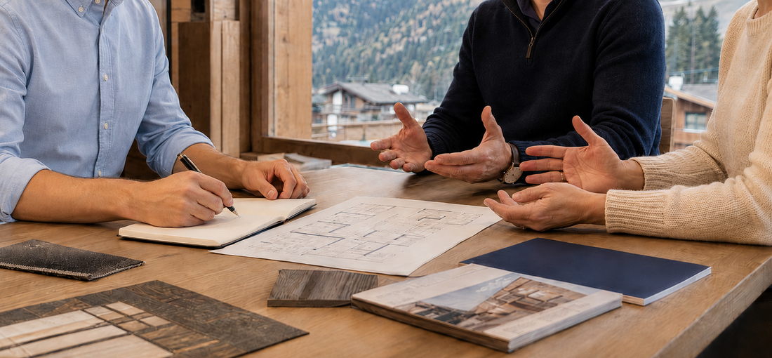 Documenti e calcolatrice su una scrivania accanto a una piccola casa decorativa
